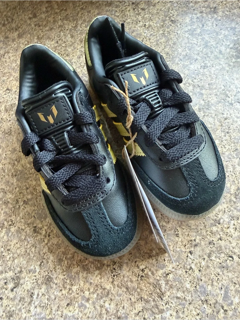 adidas Kids Black and Pale Yellow Messi Sneakers